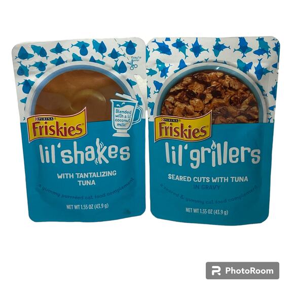 Friskies Variety Pack Cat Food Lil Gravies Lil Shakers 1.55 oz Tuna Set of 2 - Picture 1 of 4